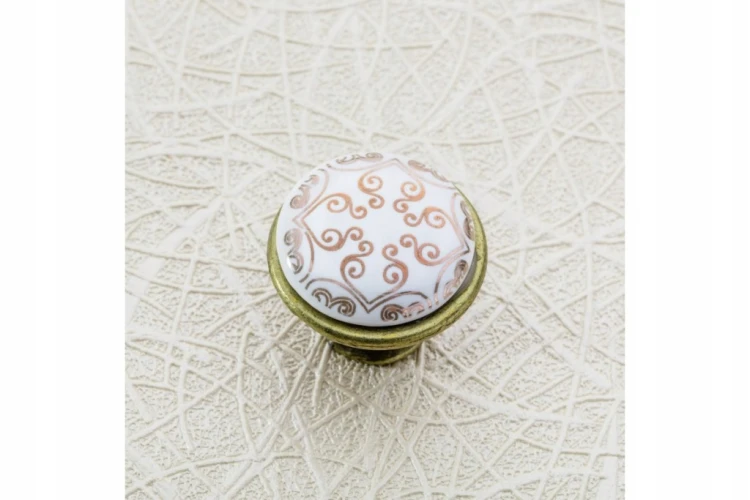 Gałka meblowa GTV orient gold, porcelana, antyczny mosiądz