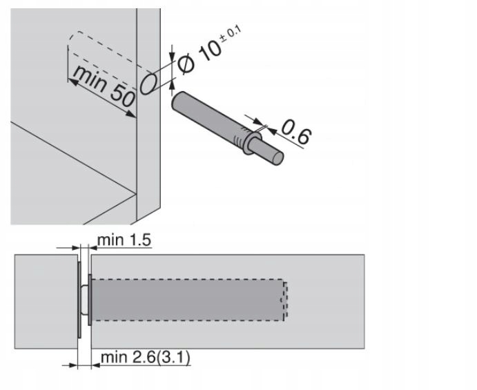 BLUM odbojnik TIP-ON krótki BIAŁY magnes 956.1004