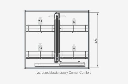 REJS Kosz magic corner MAXIMA CLASSIC 120 grafit lewy