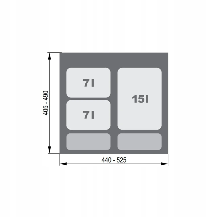 REJS Kosz na śmieci Praktiko 60 1x15l + 2x7l