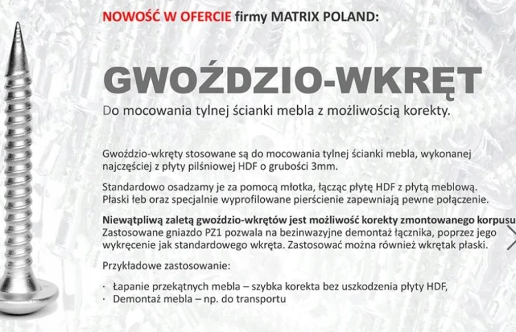 Gwoździo-wkręt MATRIX CLASSIC 2,5x22 - PZ1 opakowanie 1000 sztuk