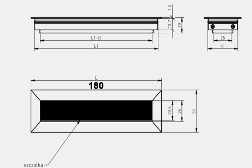 GTV Przepust kablowy MERIDA przelotka na kable 51 x 180 mm czarny mat