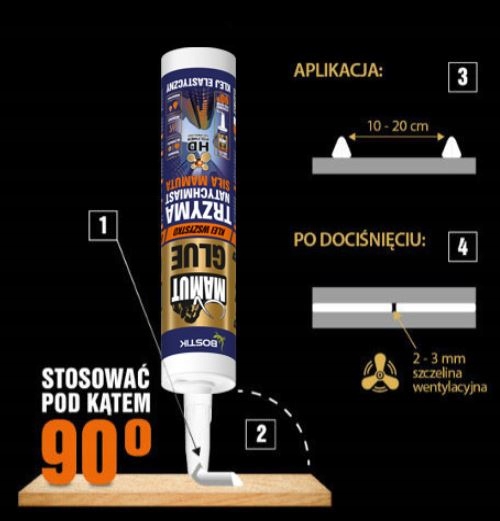 Klej Uniwersalny Montażowy MAMUT Glue BIAŁY 290 ml