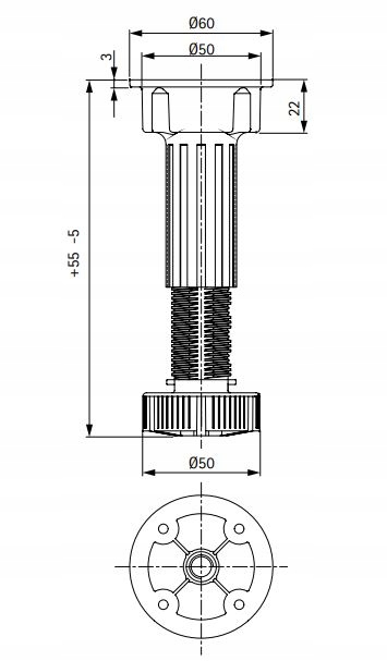 Nóżka meblowa kuchenna 6 CM do 400kg - 4 szt VOLP