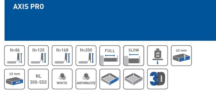 Szuflada AXIS PRO GTV niska H84 BIAŁA 500