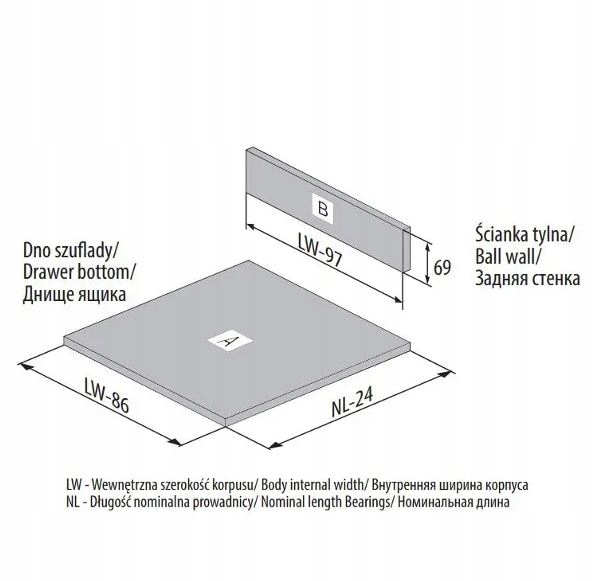 Szuflada Modern Box GTV pod PIEKARNIK 500 Szara h68