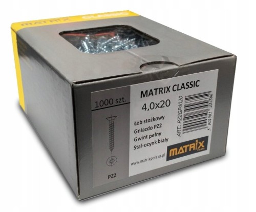 Wkręty do drewna Matrix 4 x 20 mm 1000 szt.