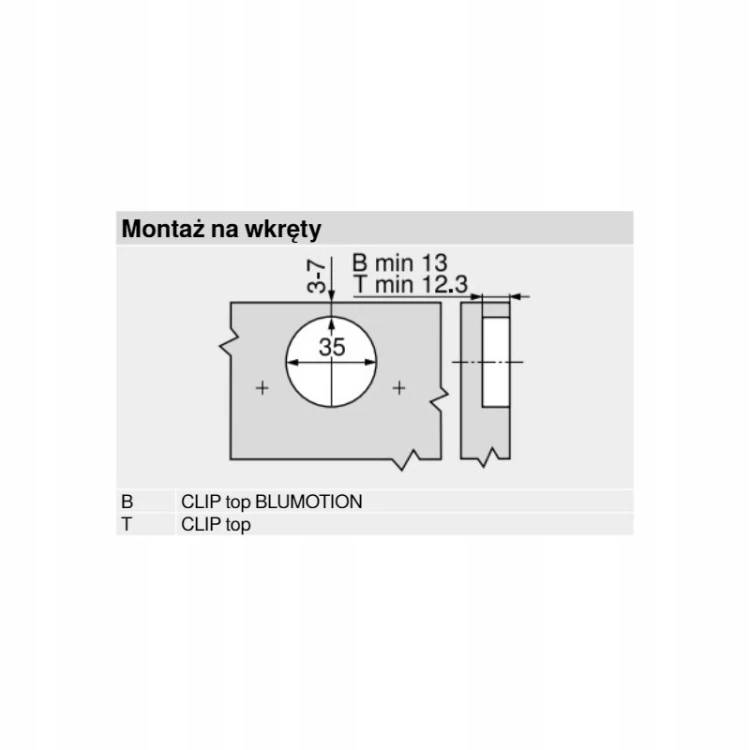 Zawias BLUM równoległy wpuszczany Clip Top Blumotion 79B9550
