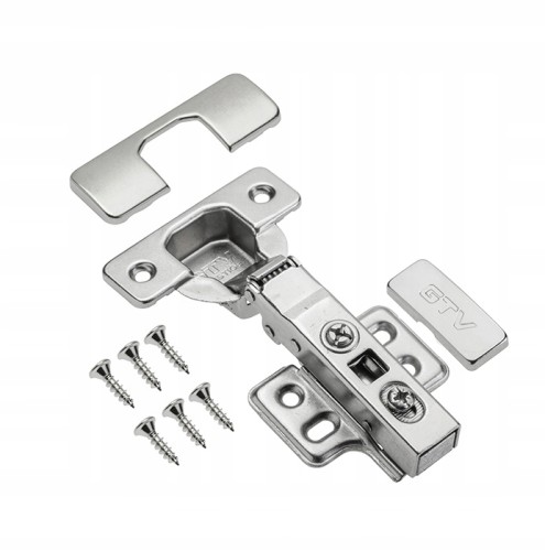 Zawias meblowy GTV ECHC nakładany, H=0, cichy domyk, prow, 4 otwory