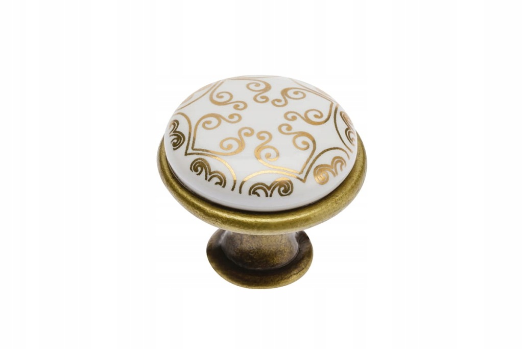 Gałka meblowa GTV orient gold, porcelana, antyczny mosiądz