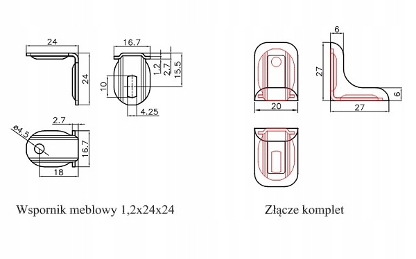 Kątowniki meblowe KOMANDORKI Biały MATRIX złącze- 60 szt
