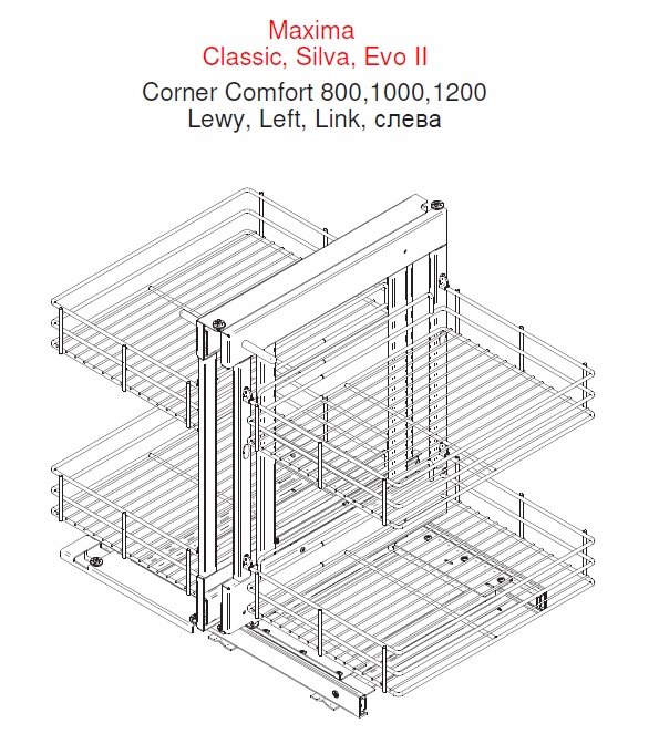 Kosz Magic Corner 1000 prawy, grafit, Comfort Maxima domyk REJS